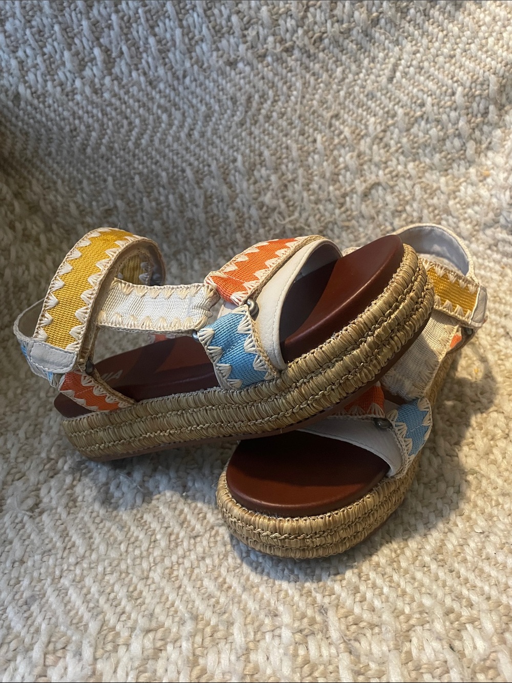 MIA Multicolor Espadrille Platform Sandals - Yellow, Orange, Blue, White
